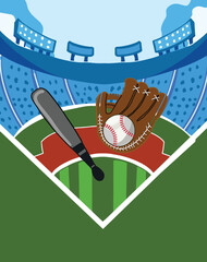 Baseball sofball field flat illustration vector