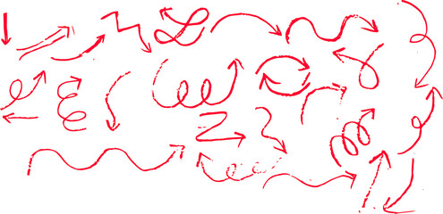 Hand Drawn Red Arrows Collection – Sketchy Doodle Arrow Set