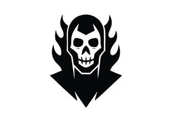 skeleton mask flame silhouette vector icon
