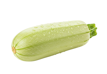 Fresh light green zucchini isolated on transparent background, healthy vegetable for cooking