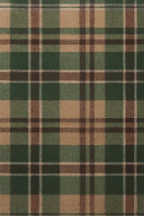 This traditional tartan pattern features intersecting horizontal and vertical bands. The woven textile could be used for clothing or home decor.