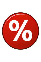 The shiny circular icon represents a sale discount or percentage. This simple graphic is often used in retail and finance design.