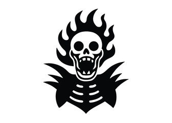 skeleton scream flame silhouette vector icon
