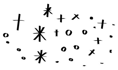 Sparkle. Light. Round. Ornamentation. Hand-drawn lines. Curved. Soft. Simple. Monochrome.