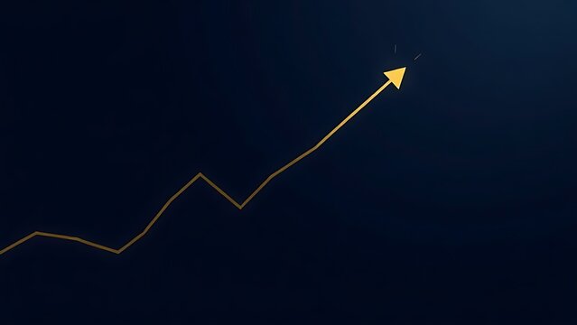 Abstract golden line ascending on deep blue, representing financial growth and minimalist elegance.
