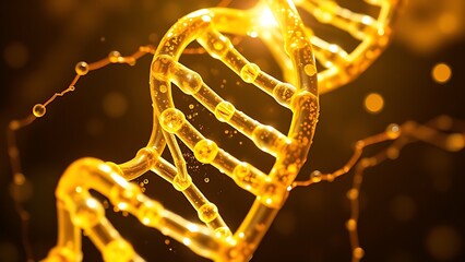 Glowing DNA helix intertwined with golden strands, symbolizing regenerative medicine breakthroughs.