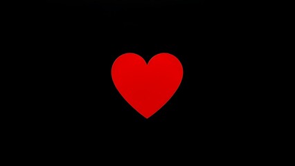 An abstract red heart shape on a matte black background, emphasizing minimalist design with negative space.