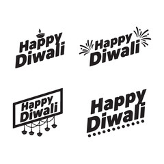 Bold italic Happy Diwali silhouette typography bundle