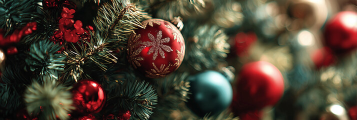 Christmas Tree decorated closeup