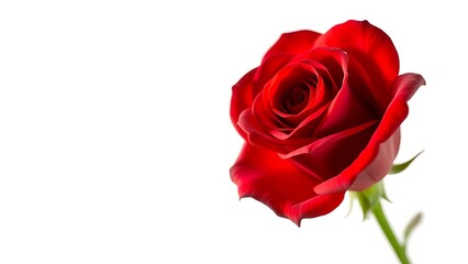 Fototapeta premium A single red rose in full bloom stands isolated with dramatic lighting.