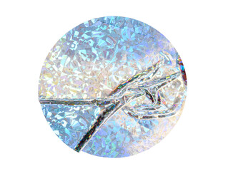Iridescent Round holographic texture duct sticker with blue shimmer effect and abstract reflection, light security background