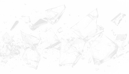 Minimal PNG shattered glass with cascading broken pieces on transparent background, modern abstract fracture effect ideal for overlays, posters and digital artwork