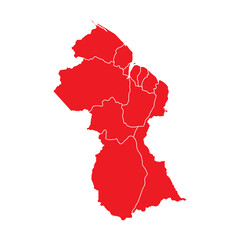 Abstract Red Guyana Map with Cities