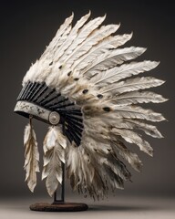 Beautifully Preserved Native American Headdress with Exquisite Feather Details and Craftsmanship