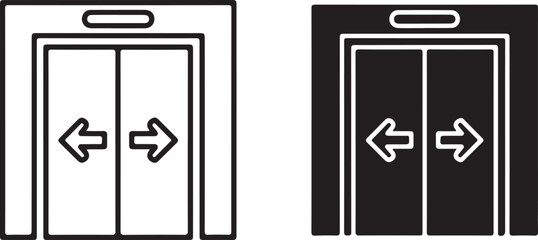sliding door Vector art of a vector illustration features elevator doors in both white and black, , providing a versatile design element for architectural or accessibilityrelated projects on