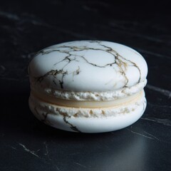 Perfect French Macaron on Smooth White Marble Surface with Elegant Design and Texture