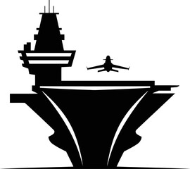 Aircraft Carrier and Jet Plane Icon
