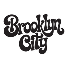 Vector lettering of the word Brooklyn City on a white background