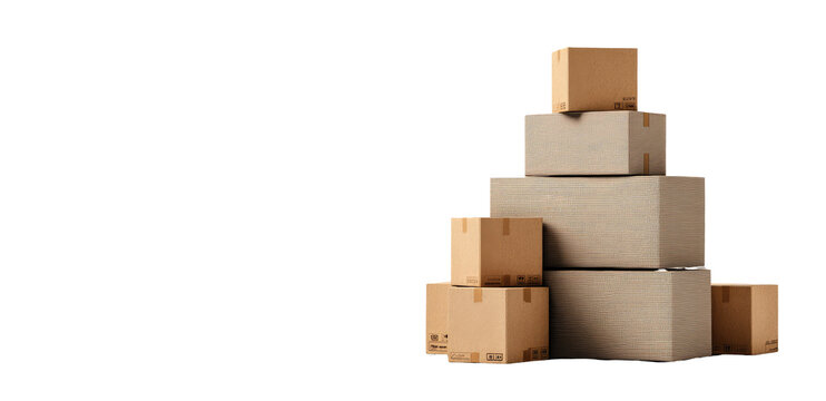 Stacked cardboard boxes, a pyramid of shipping cartons