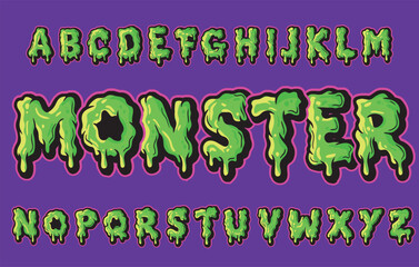 Monster style alphabet. Vector illustration.