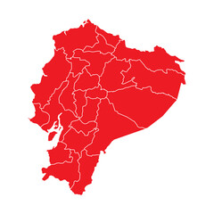 Abstract Red Ecuador Map with Cities