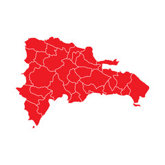 Abstract Red Dominican Republic Map with Cities