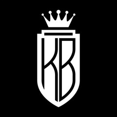 KB Vector logo initials shield with royal crown minimalist, elegant style