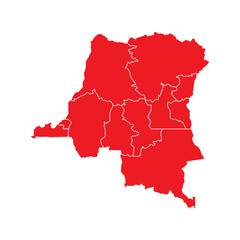 Abstract Red Democratic Republic of the Congo Map with Cities