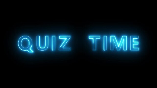 Neon quiz time text animation. Neon glowing text animation.