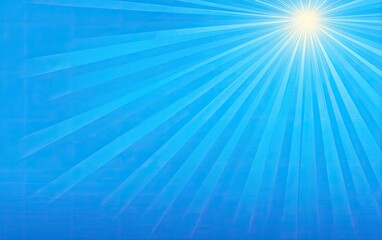 Obraz premium Bright sunburst graphic on a vivid blue background, radiating light from the upper right