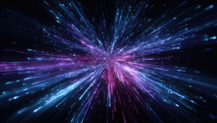 Obraz premium Abstract, vibrant explosion of light rays radiating outward from a central point in dark space