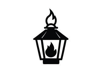 witch lantern flame silhouette vector icon