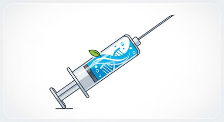 Dna vaccine syringe vector illustration for medical research and biotechnology development concept