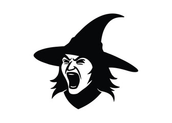 witch scream silhouette vector icon