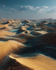 Expansive and Serene Desert Landscape with Subtle Sand Dunes Under a Vast Sky