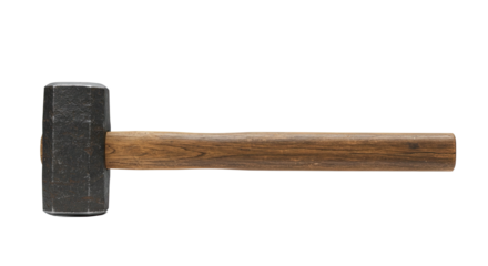 Heavy Sledgehammer with Wooden Handle on White Background.