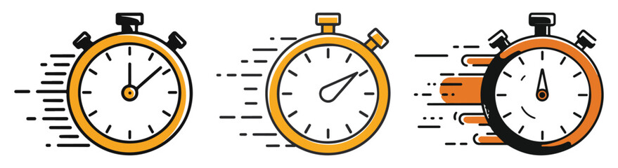 Stopwatch Timer Vector Icon Set for Sports, Fitness, and Countdown Measurement