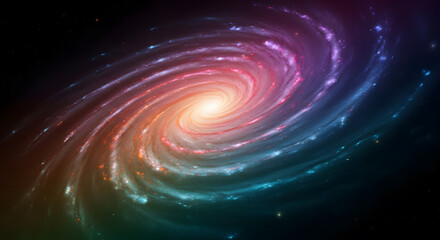 Vibrant spiral galaxy with colorful nebula and stars