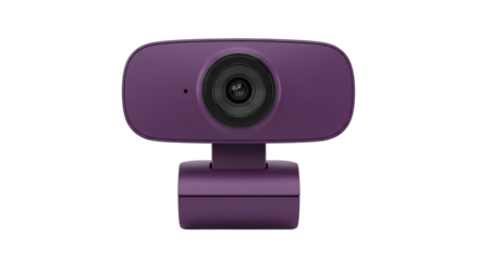 Purple webcam with a sleek design for video conferencing and online meetings.