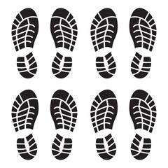 Footprint Silhouette Vector Set, Shoe Tracks and Hiking Boot Prints