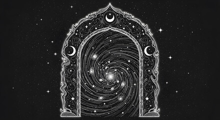 Ornate cosmic archway portal with celestial details