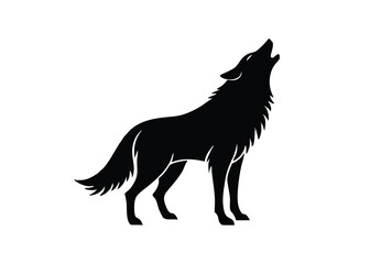 wolf howl silhouette vector icon