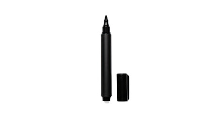 Sleek black felt tip marker pen with its cap off.