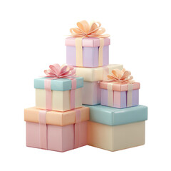 Fototapeta premium Stack of pastel-colored gift boxes with bows