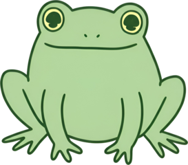 Cute Frog Character PNG Illustration
