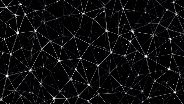 Network of luminous white lines and points against a black background, resembling a constellation