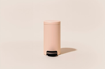 Aesthetic pedal bin for modern home organization and wellness. Minimalist interior design object isolated in a studio with copy space.