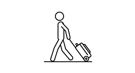 Traveler with Luggage Icon – Journey Tourism Trip Symbol