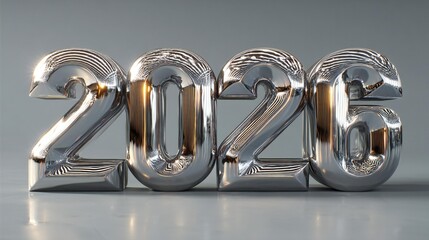 2026: Sleek Metallic Numerals for Future Concepts, Business Planning, & Annual Milestones
