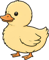 Cute Baby Duck Character PNG Illustration
